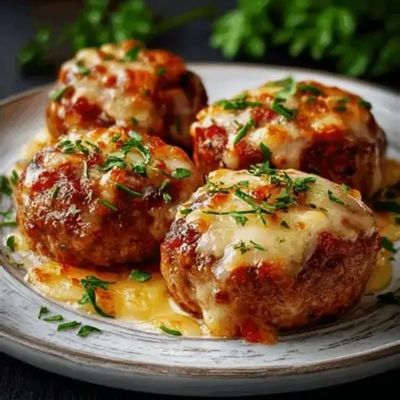Cheesy baked meatballs